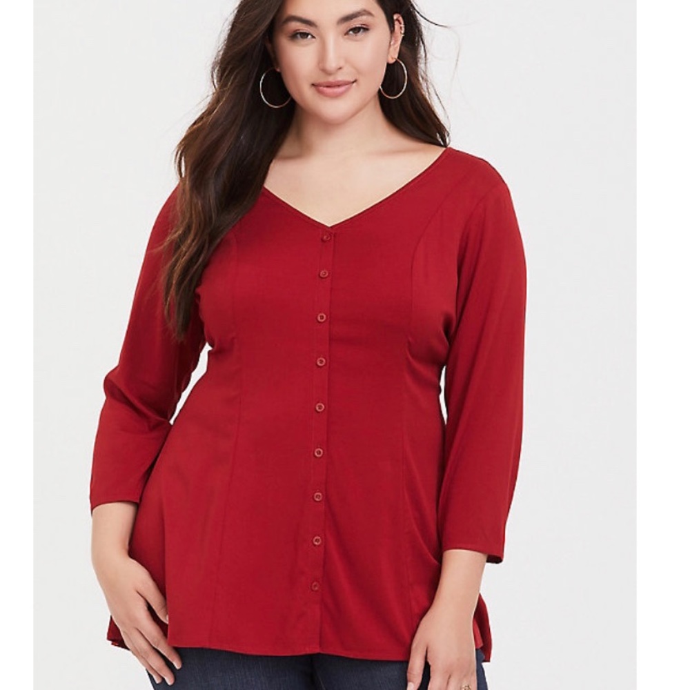 Red/Rust Torrid Button Blouse Tunic